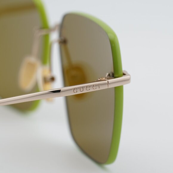 Gucci GG1955SA 004 Sunglasses Gold/Green Square Frame, Brown Lenses main image 7